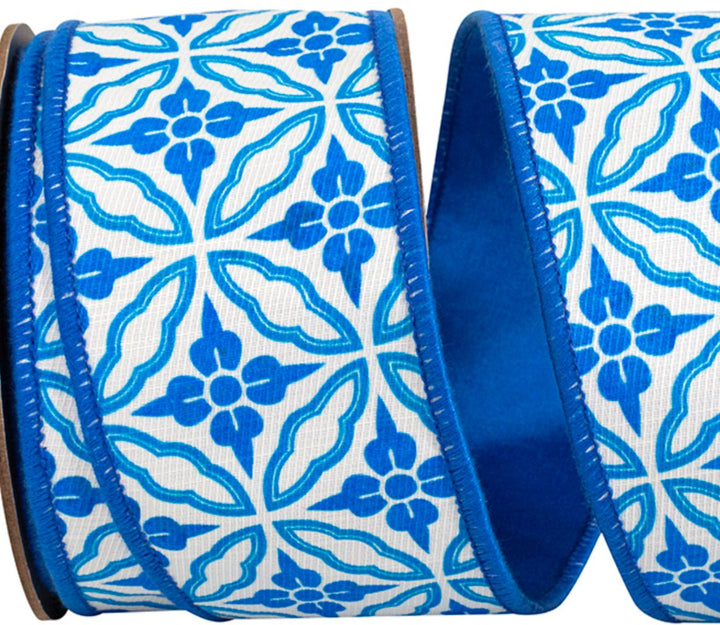 Blue Amalfi Chinoiserie Wired Ribnon - Greenery Market94527W - 121 - 40F