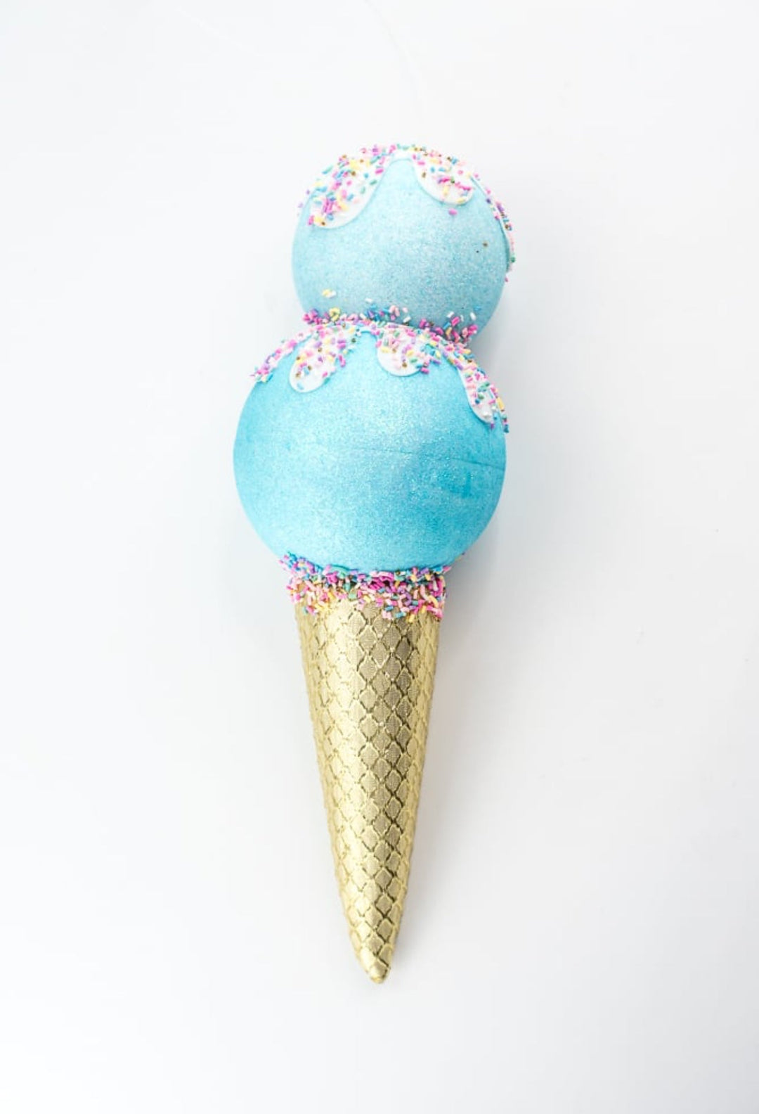 Blue and gold ice cream cone - Greenery MarketHoliday Ornaments86109BL