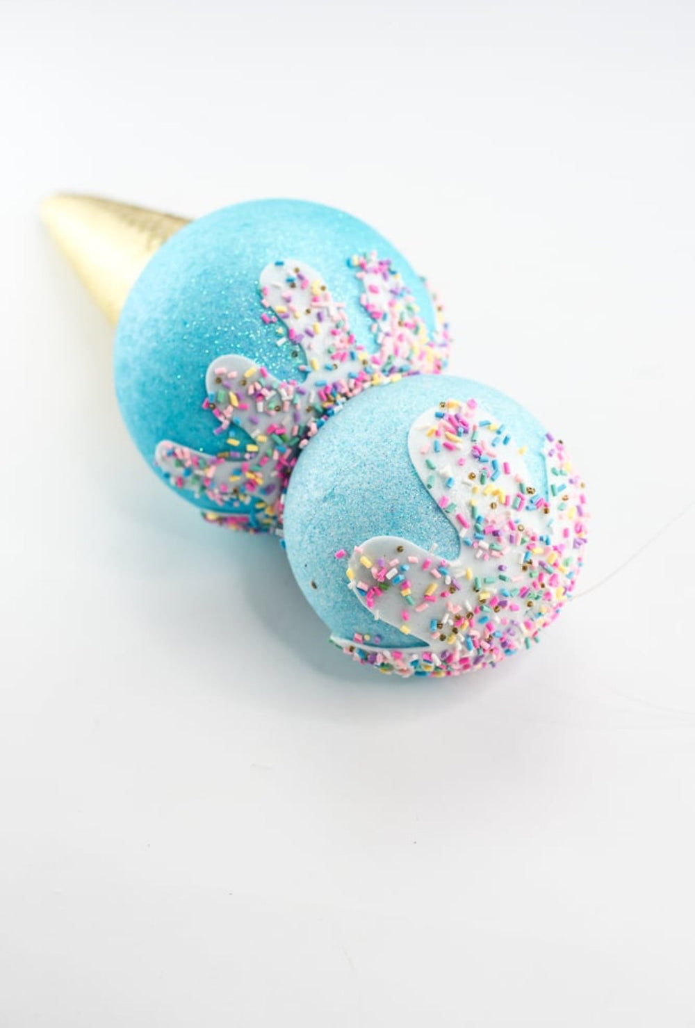 Blue and gold ice cream cone - Greenery MarketHoliday Ornaments86109BL