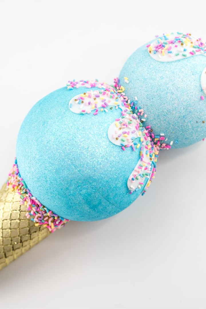 Blue and gold ice cream cone - Greenery MarketHoliday Ornaments86109BL