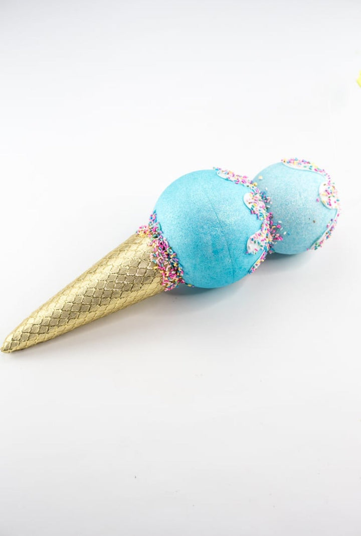 Blue and gold ice cream cone - Greenery MarketHoliday Ornaments86109BL