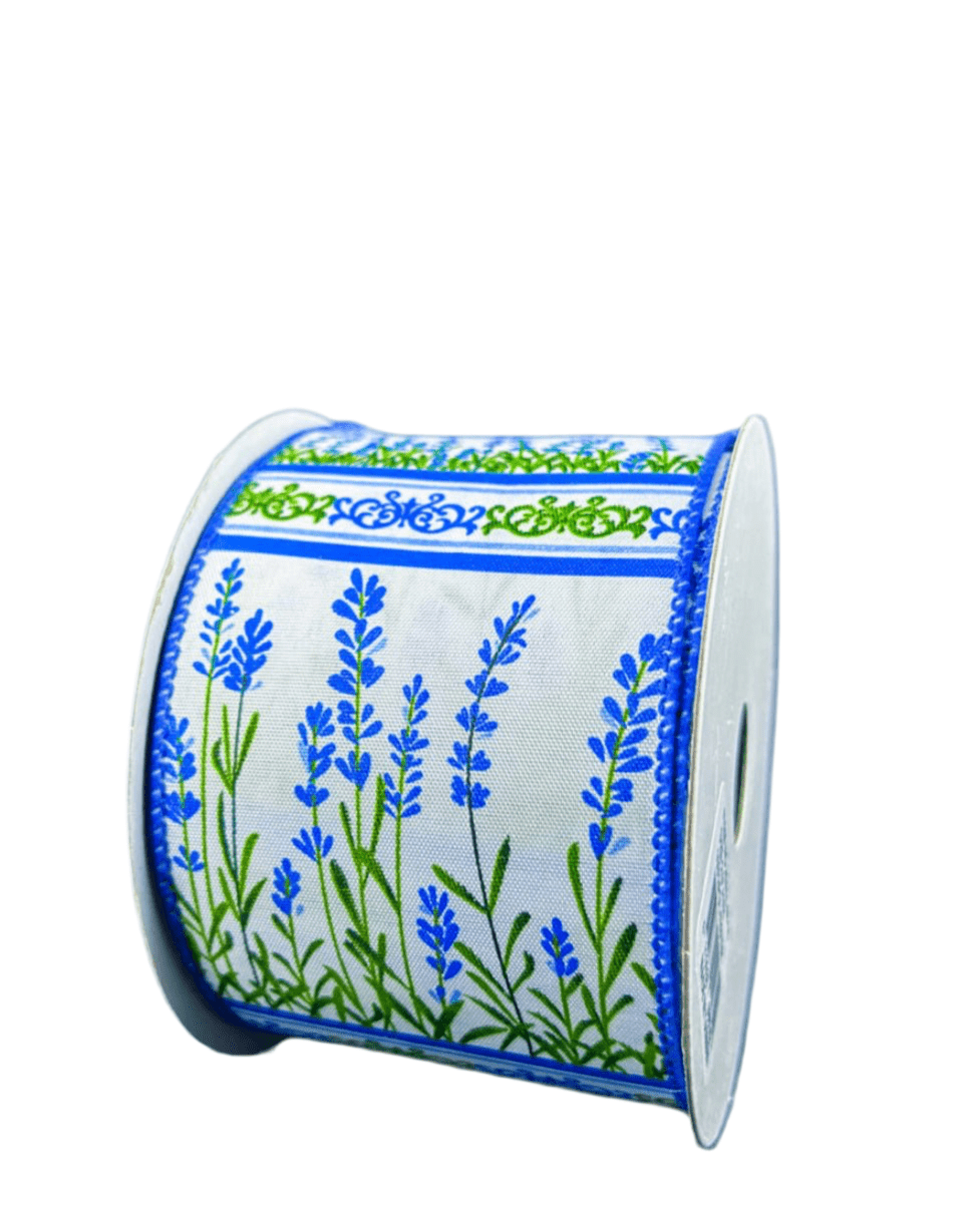 Blue Bonnet Floral Wired Ribbon, 2.5” - Greenery MarketWired ribbon42411 - 40 - 05