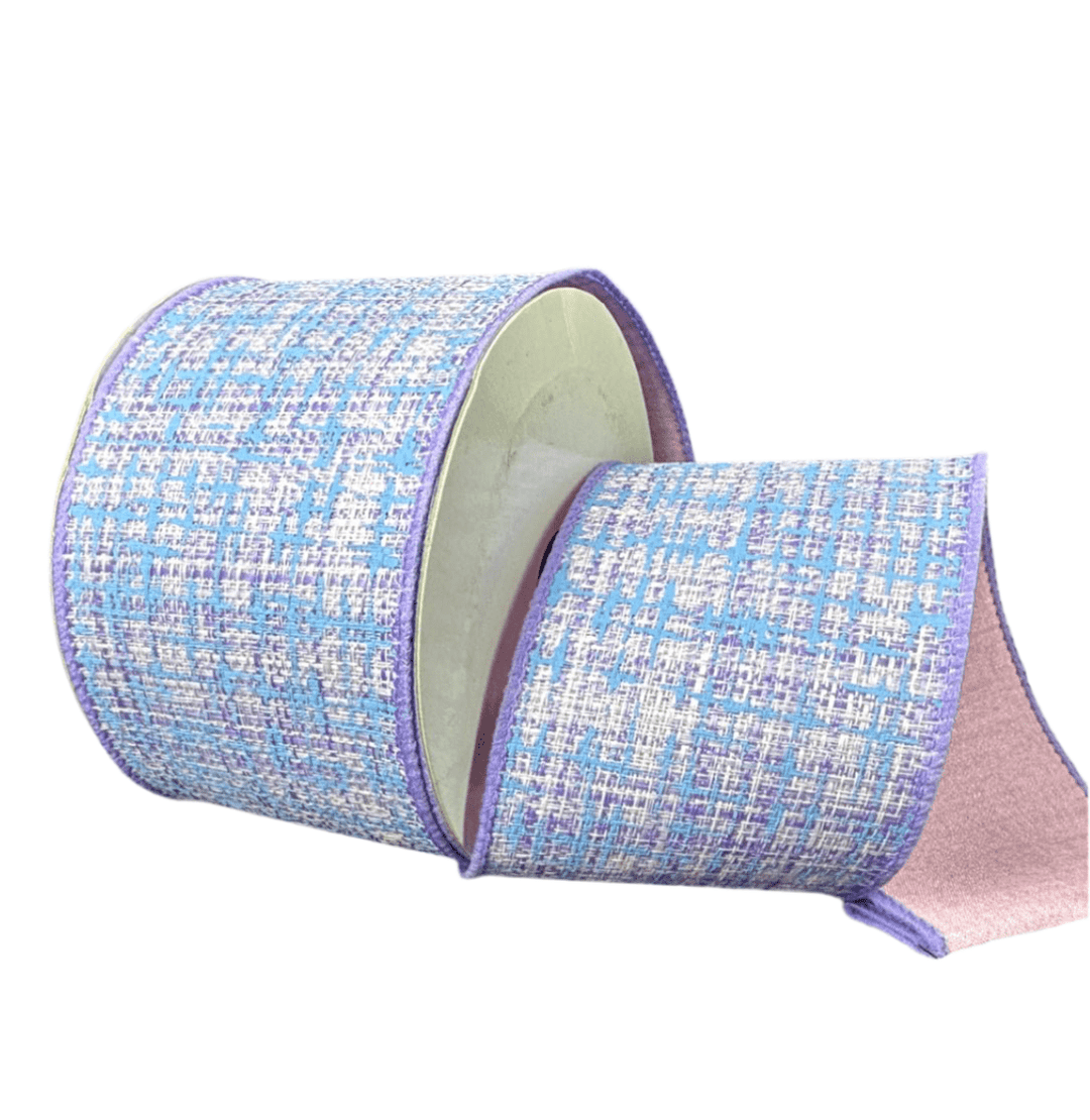 Blue, Lavender, and Pink Double Sided Tweed Wired Ribbon, 2.5” - Greenery Marketwired ribbonD42511 - 40 - 03