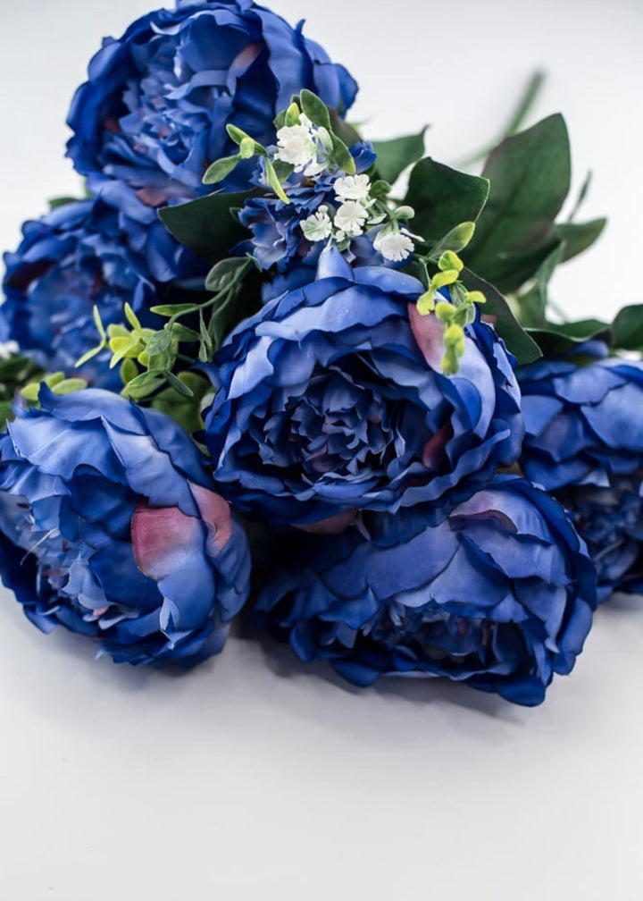 Blue peonies artificial flower bush 84295 - bl - Greenery MarketArtificial Flora84295 - BL