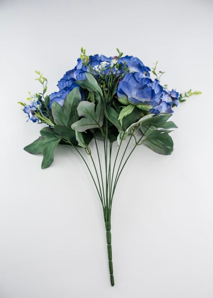 Blue peonies artificial flower bush 84295 - bl - Greenery MarketArtificial Flora84295 - BL