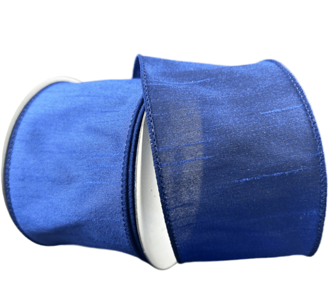 Blue solid faux dupioni, 2.5” wired ribbon - Greenery MarketWired ribbon72434 - 40 - 27