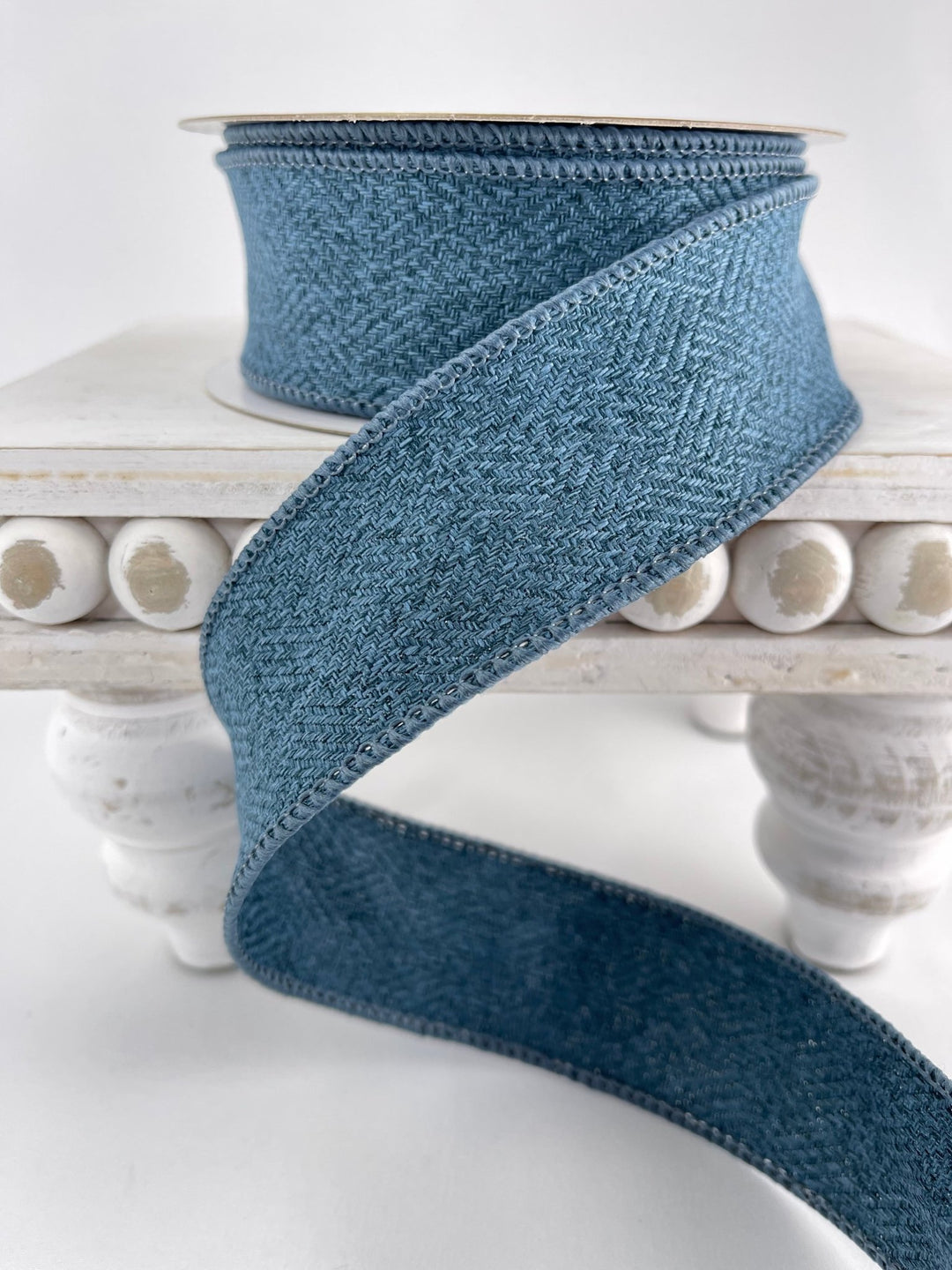 Blue tweed wired ribbon, 1.5" - Greenery MarketWired ribbon237992