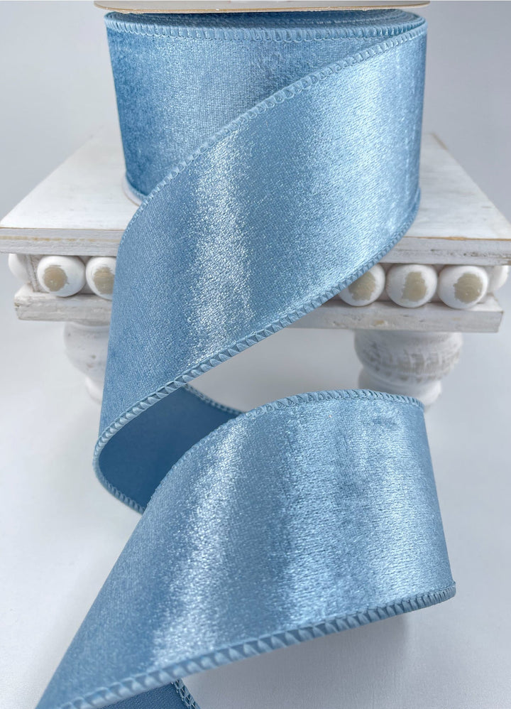 Blue velvet wired ribbon 2.5” - Greenery MarketRibbons & Trim240094