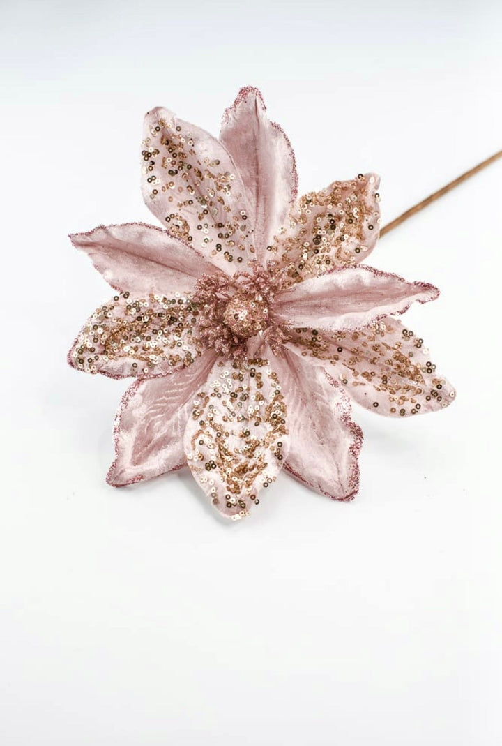 Blush pink, velvet artificial magnolia with sequins - Greenery Marketartificial flowersMTX68959 BLPK