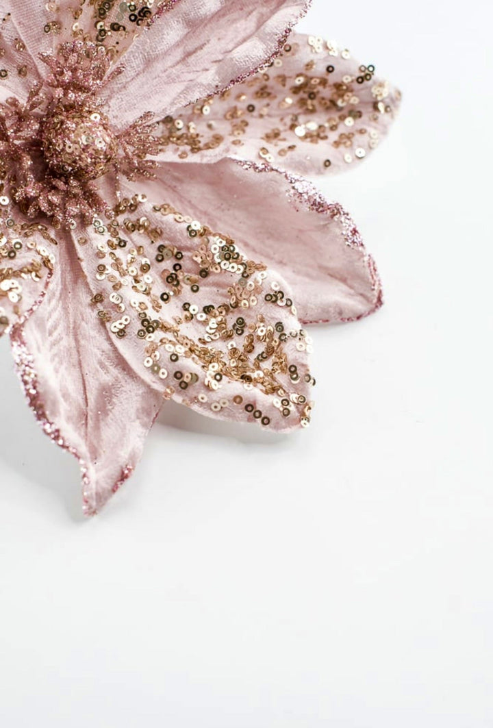 Blush pink, velvet artificial magnolia with sequins - Greenery Marketartificial flowersMTX68959 BLPK