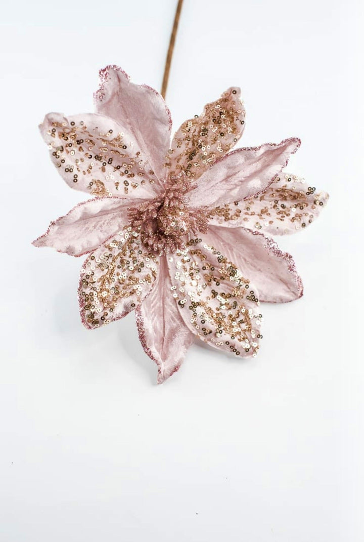 Blush pink, velvet artificial magnolia with sequins - Greenery Marketartificial flowersMTX68959 BLPK