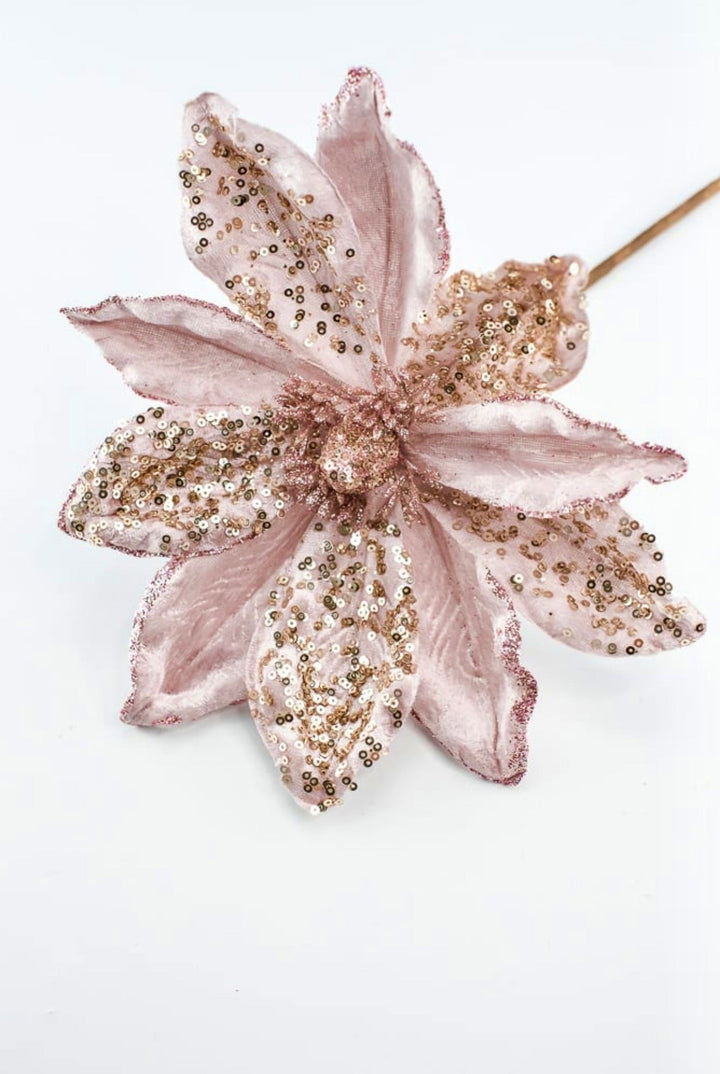 Blush pink, velvet artificial magnolia with sequins - Greenery Marketartificial flowersMTX68959 BLPK