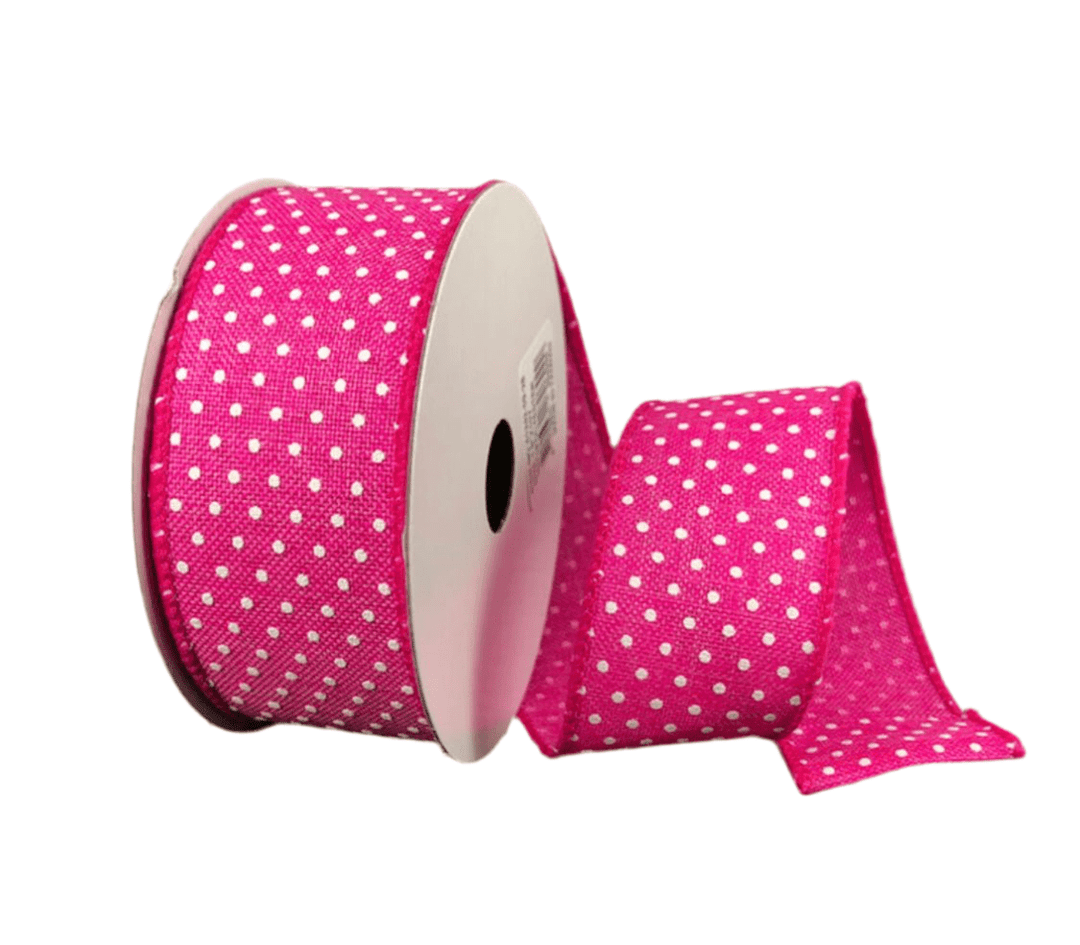 Brights pink raised dot wired 1.5” ribbon - Greenery MarketWired ribbon41345 - 09 - 28