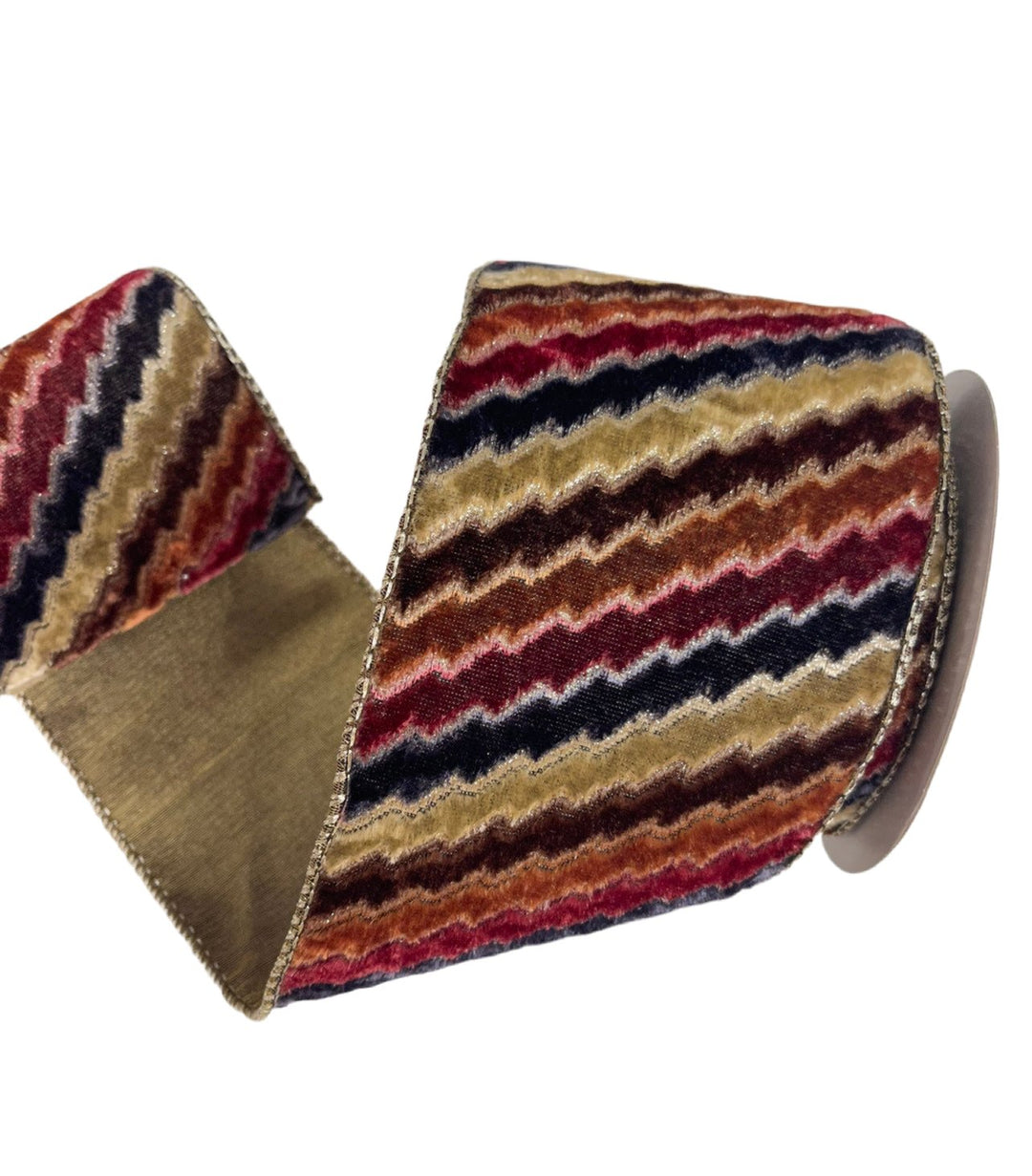 Brown, taupe, and burgundy stripe chenille - Greenery Market179739