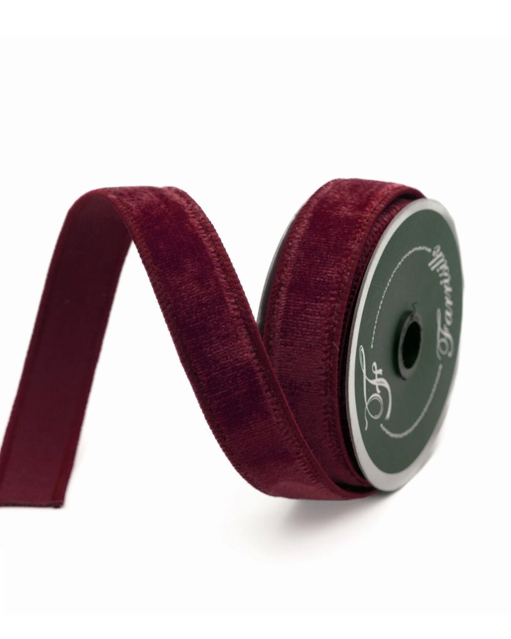 Burgundy plush velvet luster .75” farrisilk wired ribbon - Greenery MarketRibbons & TrimRG000 - 11