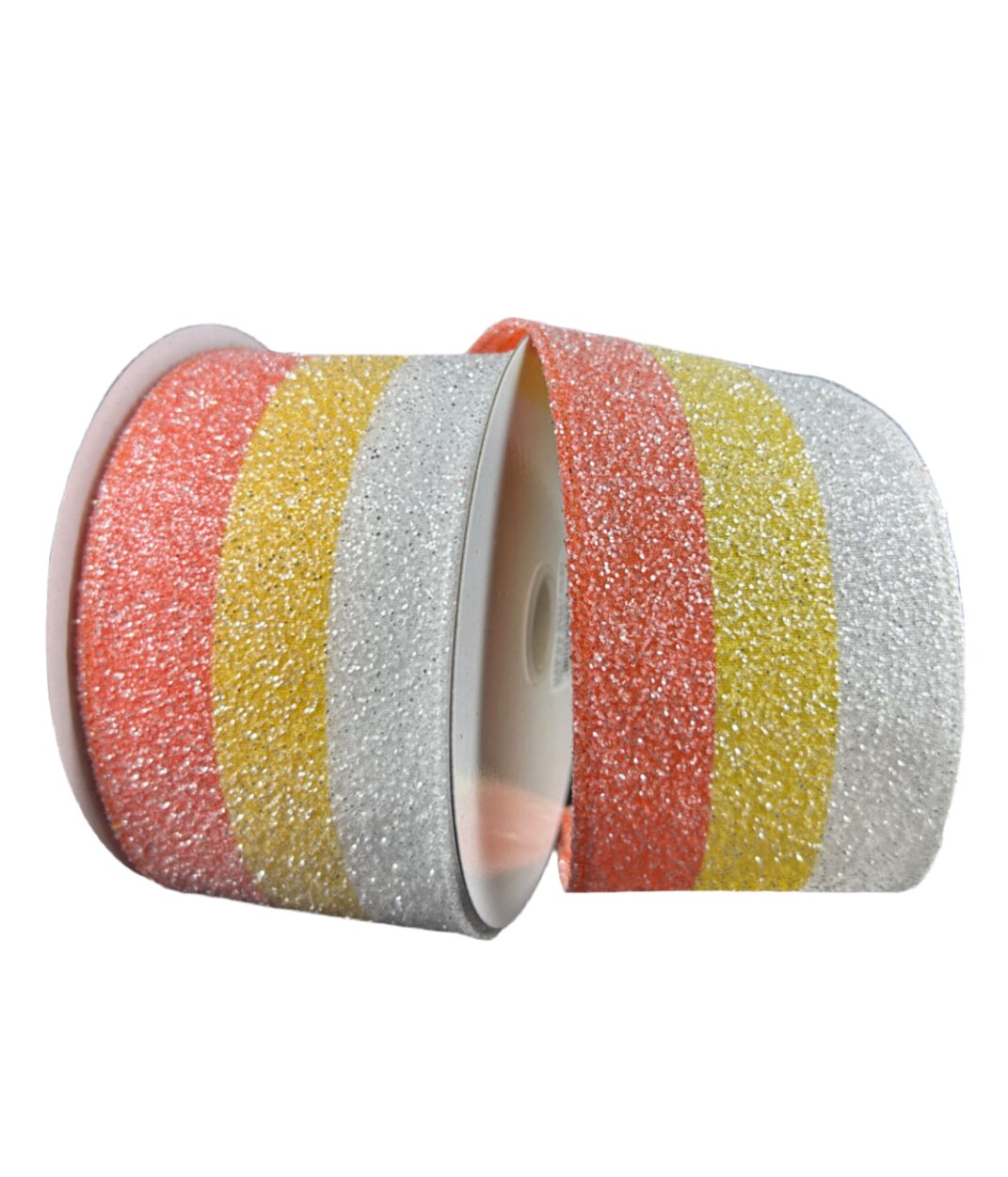 Candy corn glittered stripe dot 2.5” - Greenery MarketWired ribbon56421 - 40 - 01