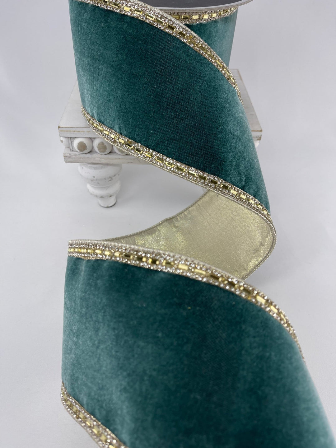 Celadon brilliant boarders velvet 4” farrisilk wired ribbon - Greenery MarketRibbons & TrimRK753 - 75