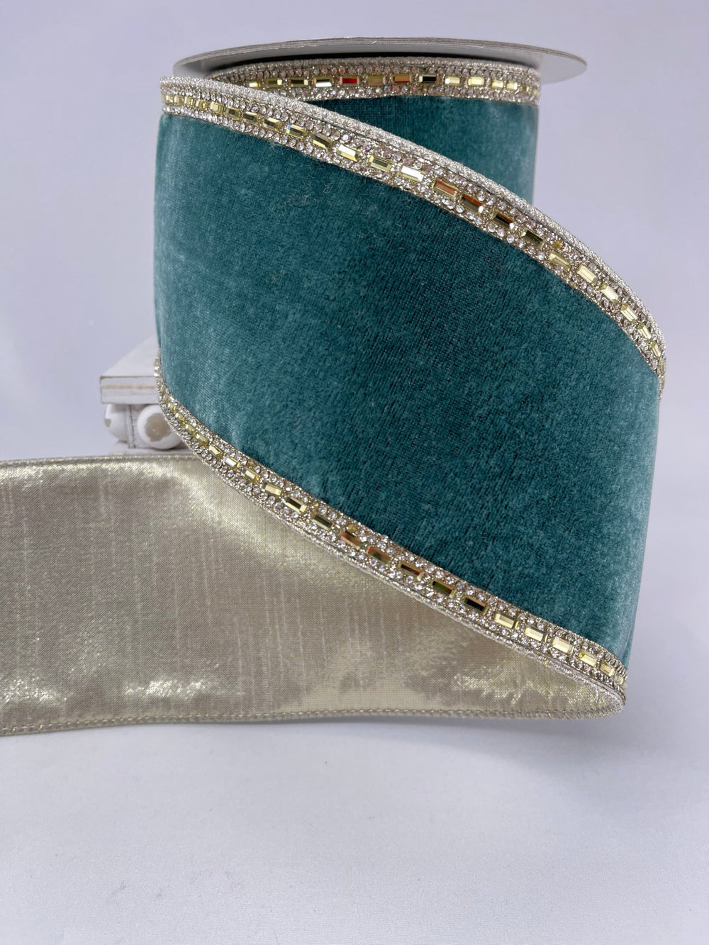 Celadon brilliant boarders velvet 4” farrisilk wired ribbon - Greenery MarketRibbons & TrimRK753 - 75