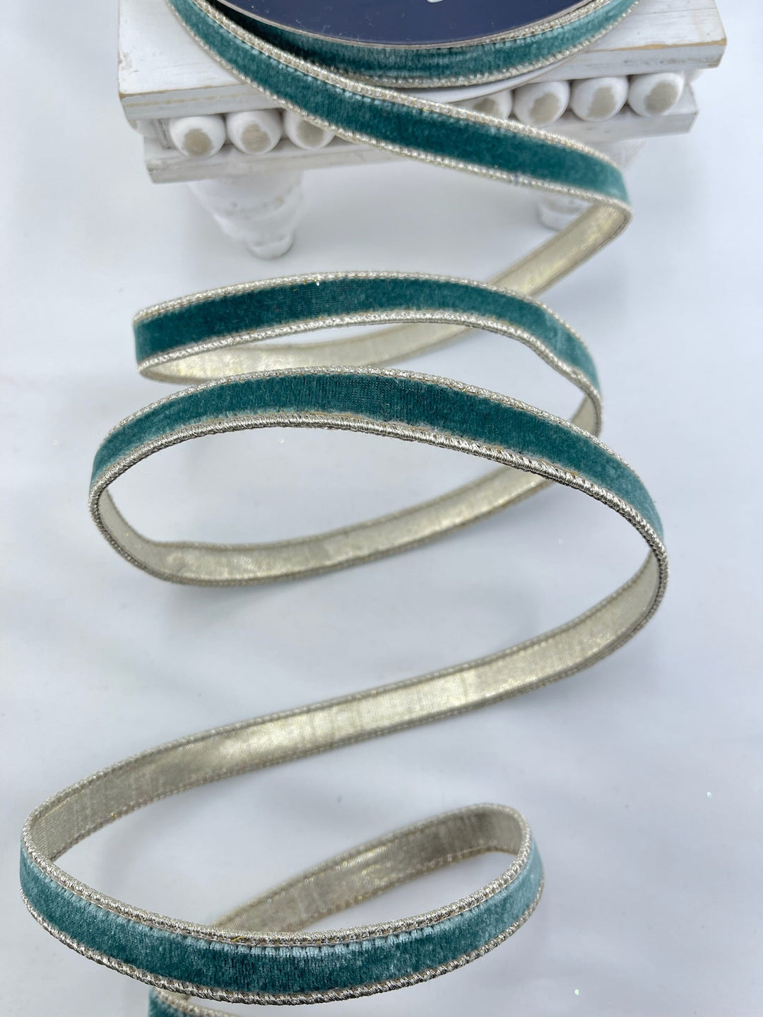 Celadon flashy velvet luster .75” farrisilk skinny wired ribbon - Greenery MarketRibbons & TrimRG074 - 75