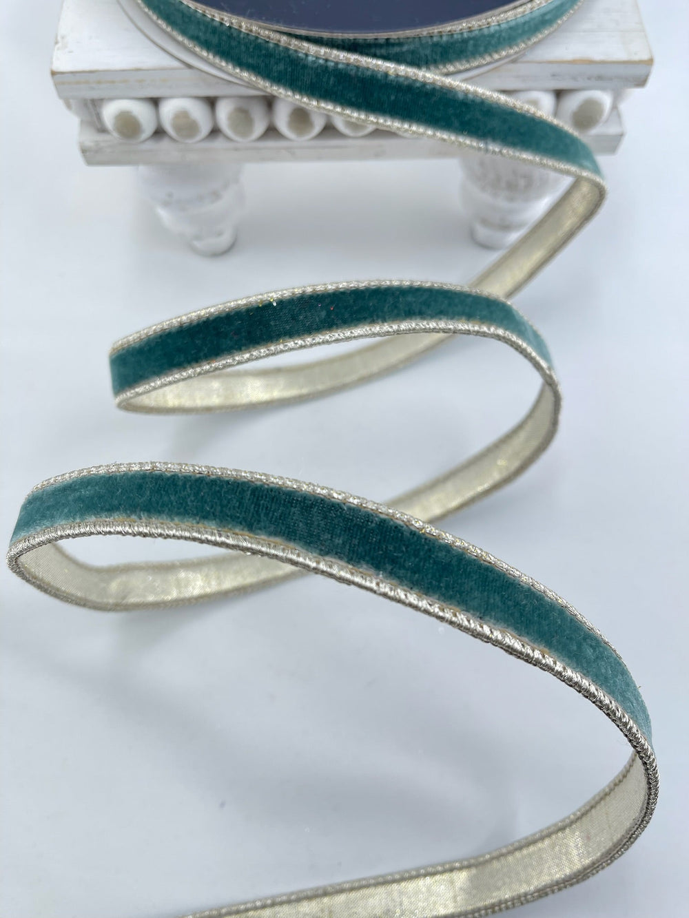 Celadon flashy velvet luster .75” farrisilk skinny wired ribbon - Greenery MarketRibbons & TrimRG074 - 75