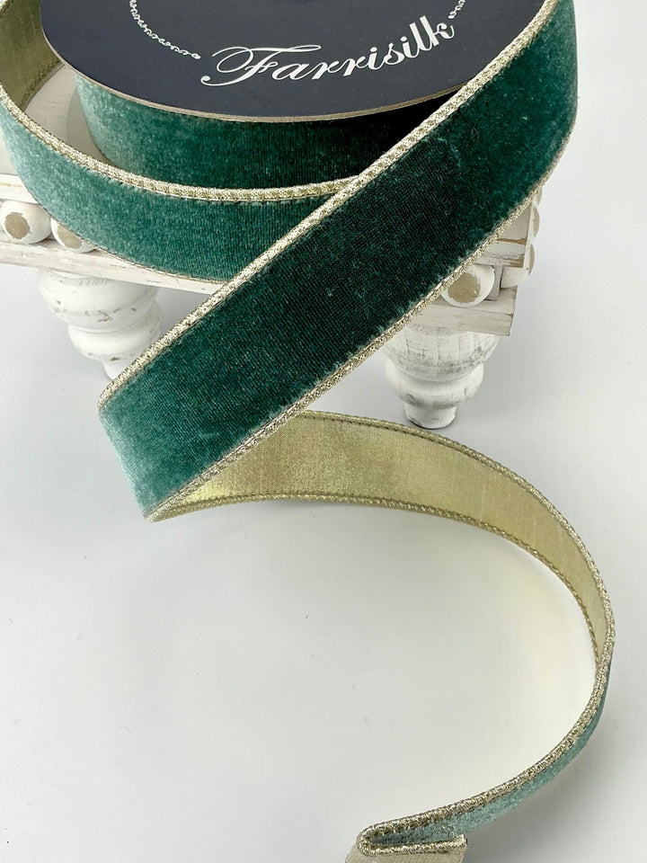 Celadon green flashy velvet luster 1.5” farrisilk wired ribbon - Greenery MarketRibbons & TrimRG073 - 75