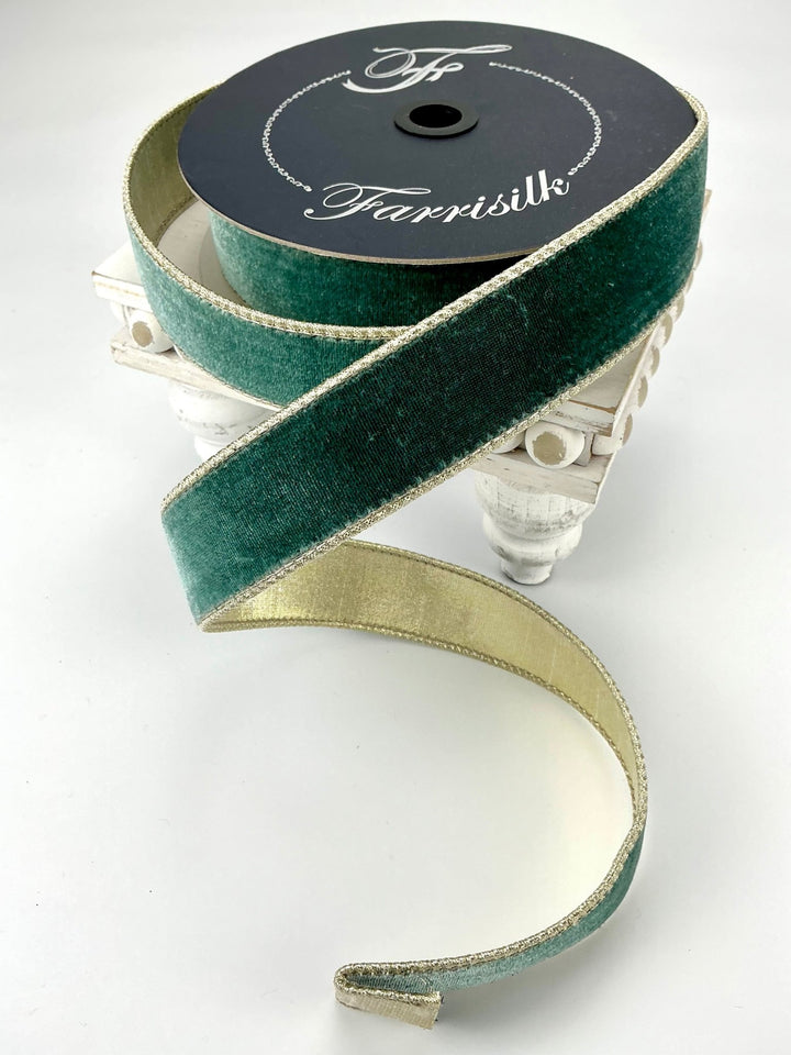 Celadon green flashy velvet luster 1.5” farrisilk wired ribbon - Greenery MarketRibbons & TrimRG073 - 75