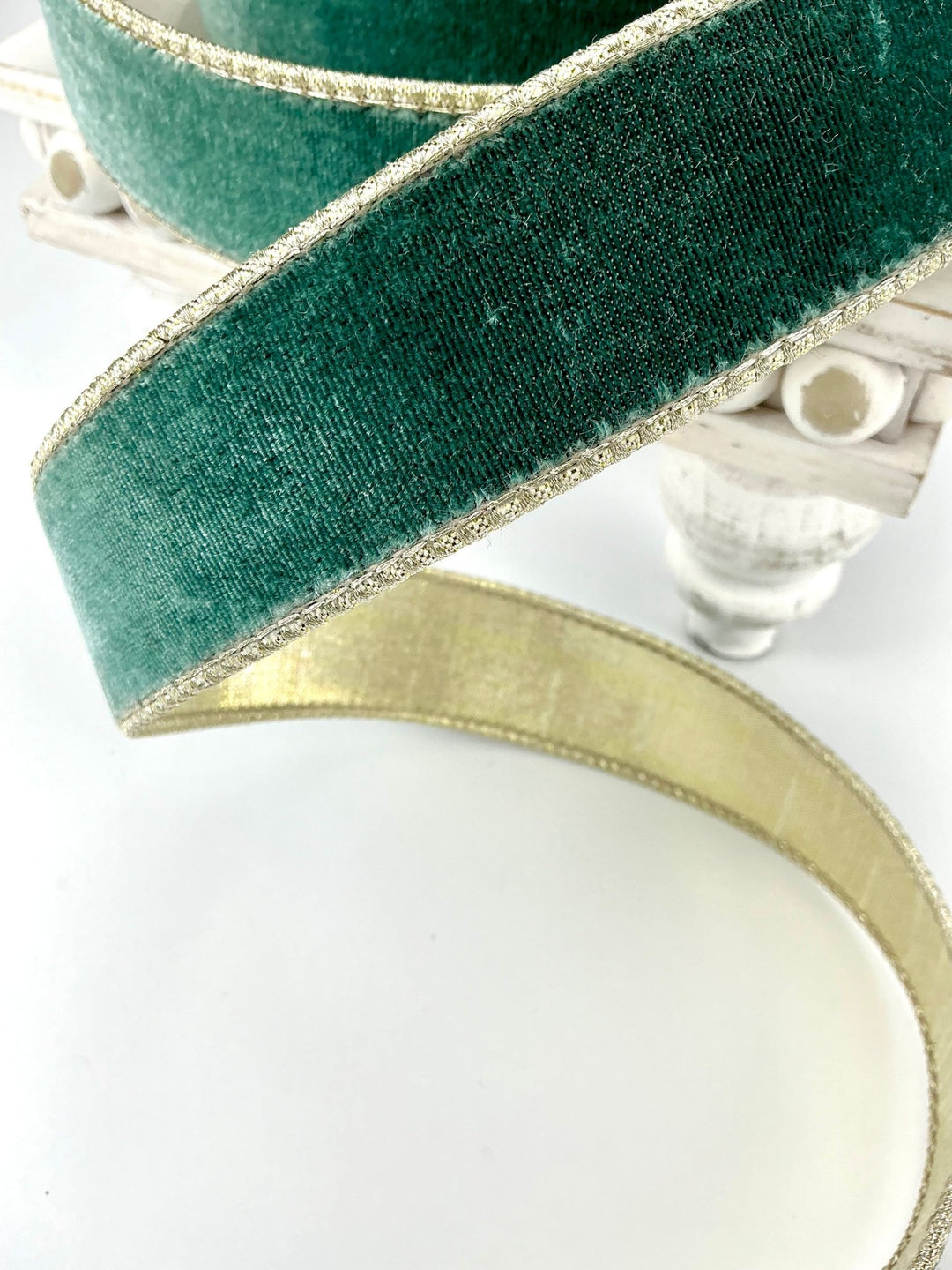 Celadon green flashy velvet luster 1.5” farrisilk wired ribbon - Greenery MarketRibbons & TrimRG073 - 75