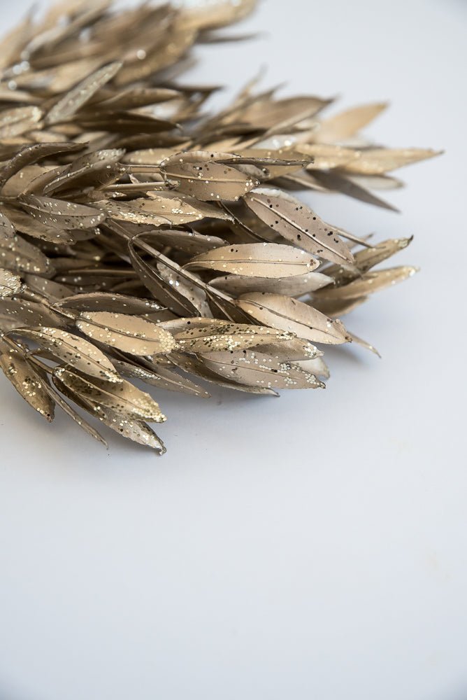 Champagne glittered ruscus leaves bush - Greenery Market83626 - CHAMP
