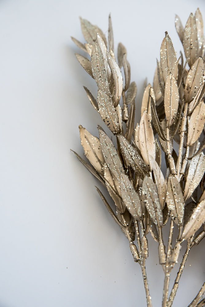 Champagne glittered ruscus leaves bush - Greenery Market83626 - CHAMP
