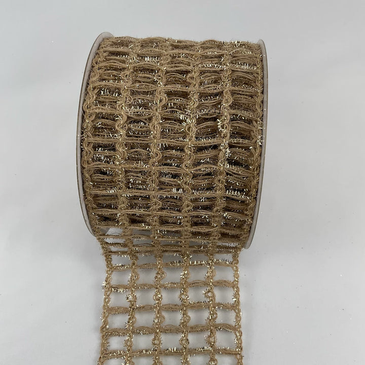 Champagne shimmer wool mesh wired ribbon 4” - Greenery MarketRibbons & Trim282928
