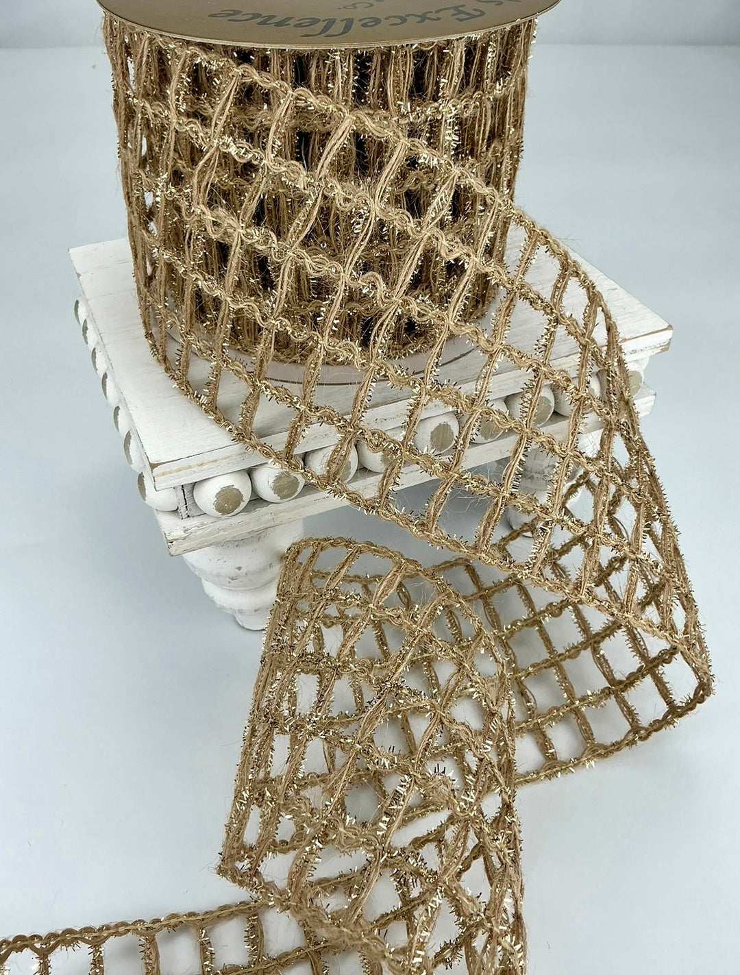 Champagne shimmer wool mesh wired ribbon 4” - Greenery MarketRibbons & Trim282928