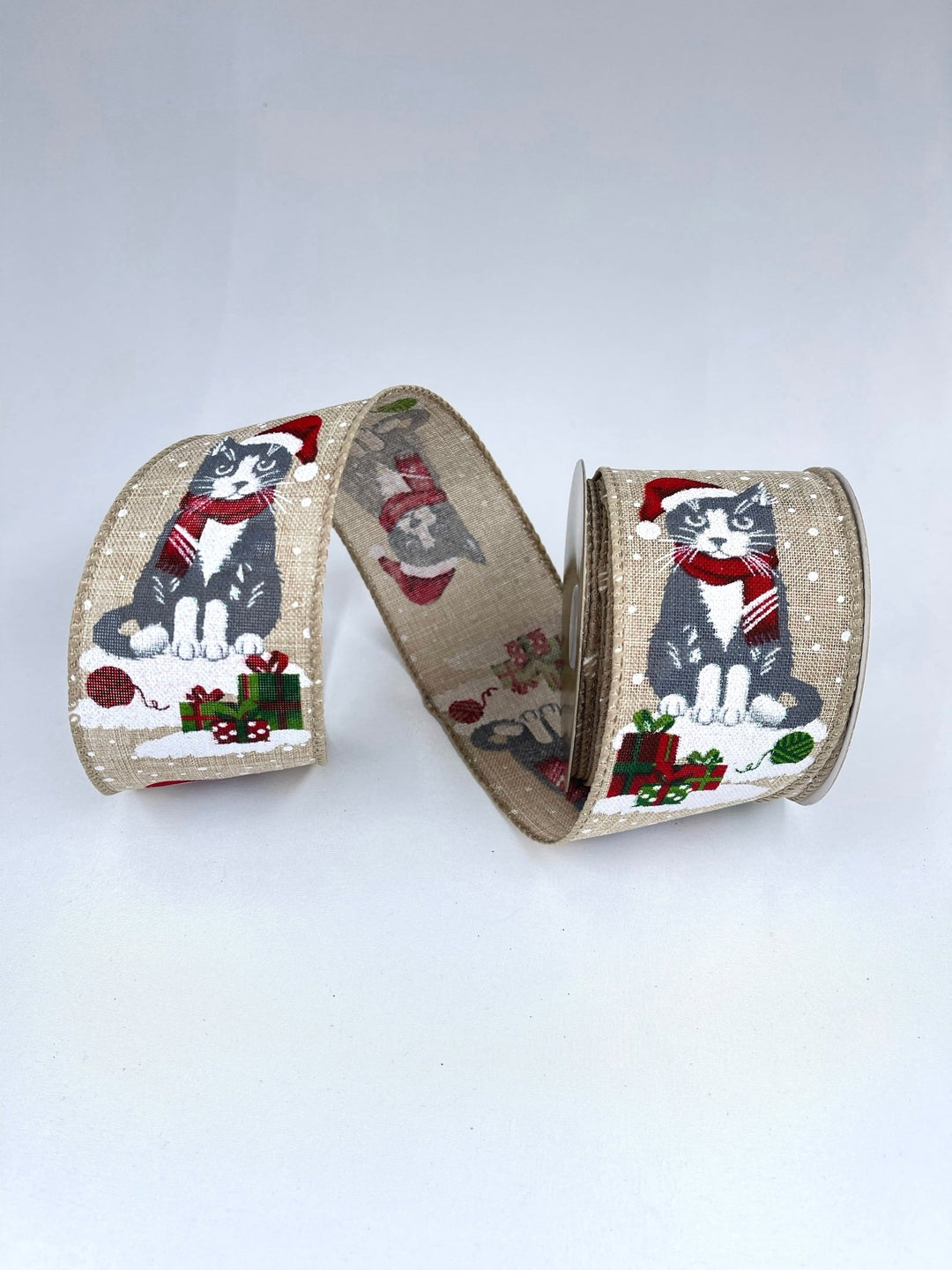 Christmas, gray cat wired ribbon 2.5” - Greenery MarketRibbons & Trim179590