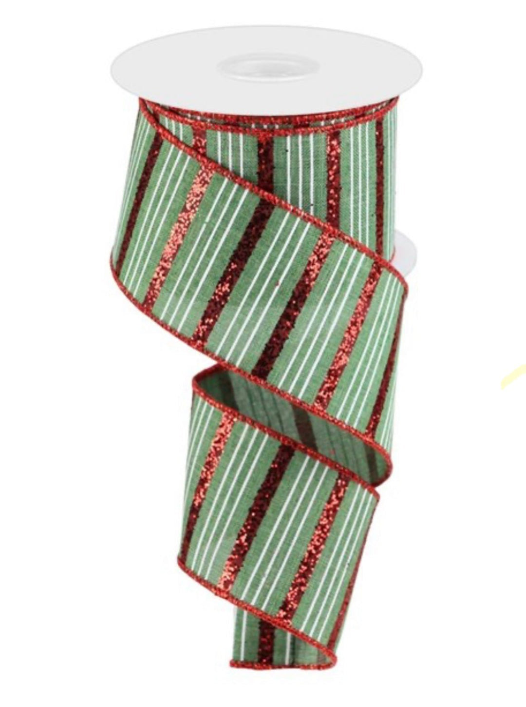 Clover green and red stripe wired ribbon 2.5” - Greenery MarketWired ribbonRGC1339AM