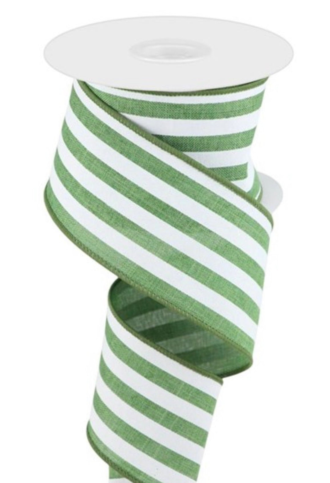 Clover green Cabana stripe wired ribbon 2.5” - Greenery MarketWired ribbonRGC1563AM