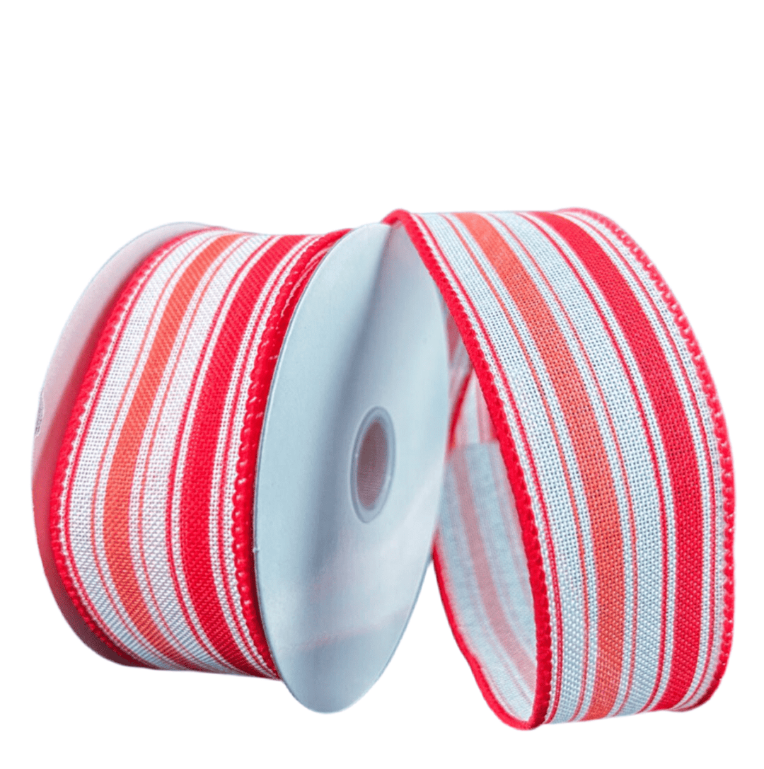 Coral melon stripe wired ribbon - Greenery Marketwired ribbon42413 - 09 - 26