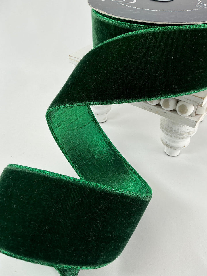 Dark pine plush velvet luster 2.5” farrisilk wired ribbon - Greenery MarketRibbons & TrimRV002 - 38