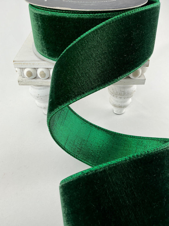Dark pine plush velvet luster 2.5” farrisilk wired ribbon - Greenery MarketRibbons & TrimRV002 - 38