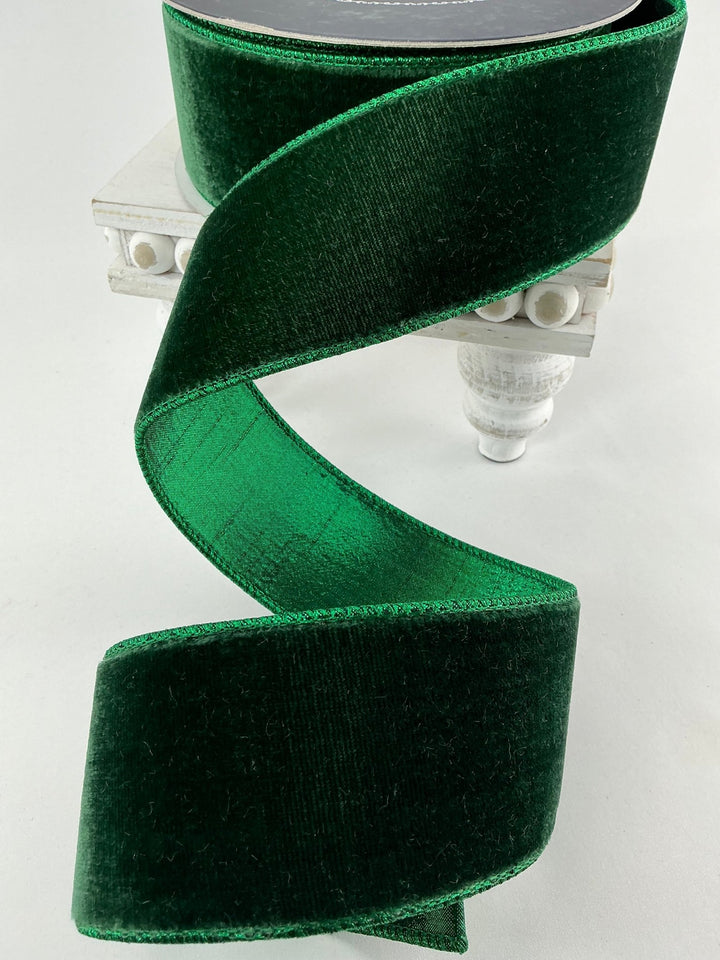 Dark pine plush velvet luster 2.5” farrisilk wired ribbon - Greenery MarketRibbons & TrimRV002 - 38