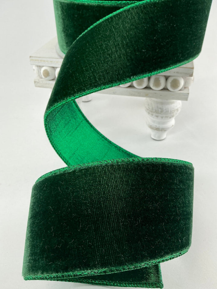 Dark pine plush velvet luster 2.5” farrisilk wired ribbon - Greenery MarketRibbons & TrimRV002 - 38