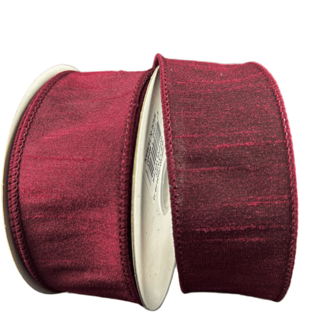 Dark Red, Solid, Faux Dupioni Wired Ribbon 1.5” - Greenery MarketWired ribbon72434 - 09 - 10