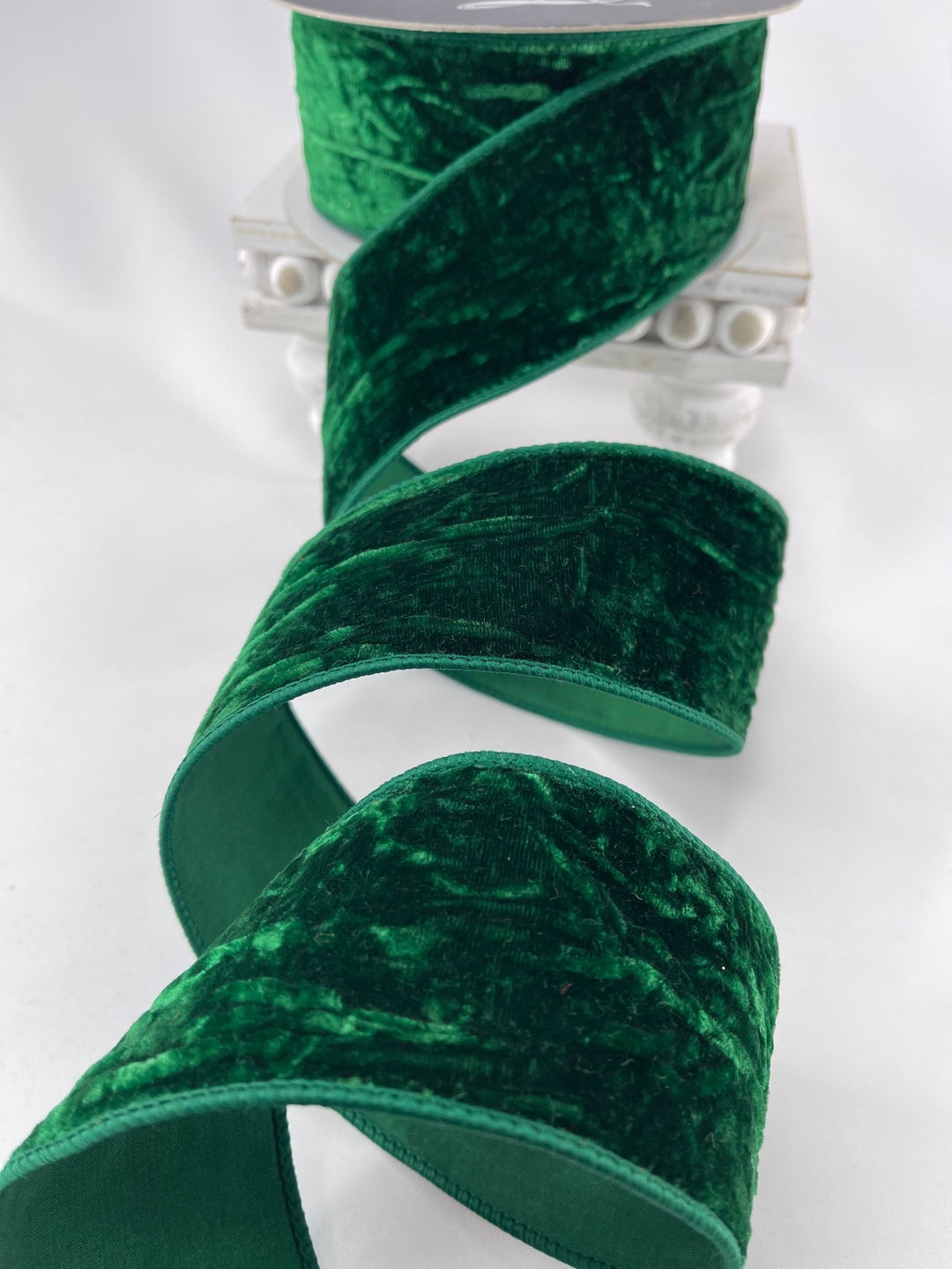 Emerald green crushed velvet 2.5” farrisilk wired ribbon - Greenery MarketRibbons & TrimRK290 - 55