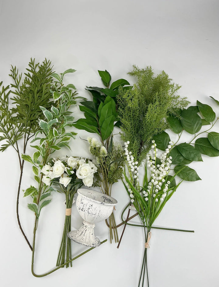 Everyday White Rose Arrangement kit - Greenery MarketWhitecontainer