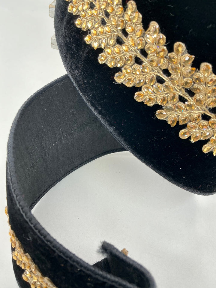 Farrisilk black velvet jewel vine tree ribbon - 4” - Greenery Marketwired ribbonRG893 - 92
