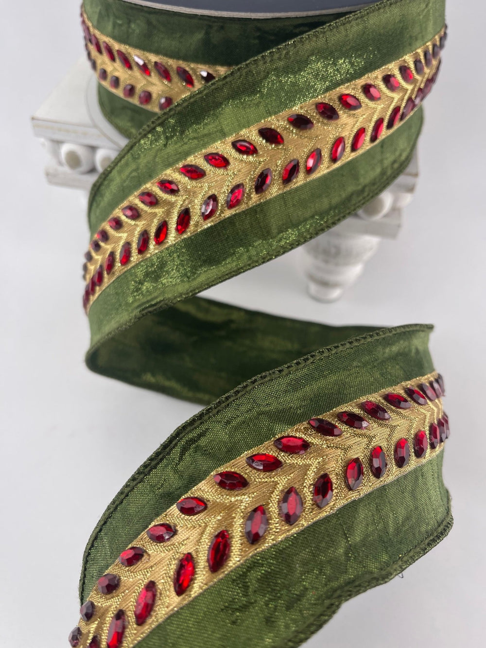 Farrisilk chevron jewel wired ribbon - 2.5” - Greenery Marketwired ribbonRG584 - 47