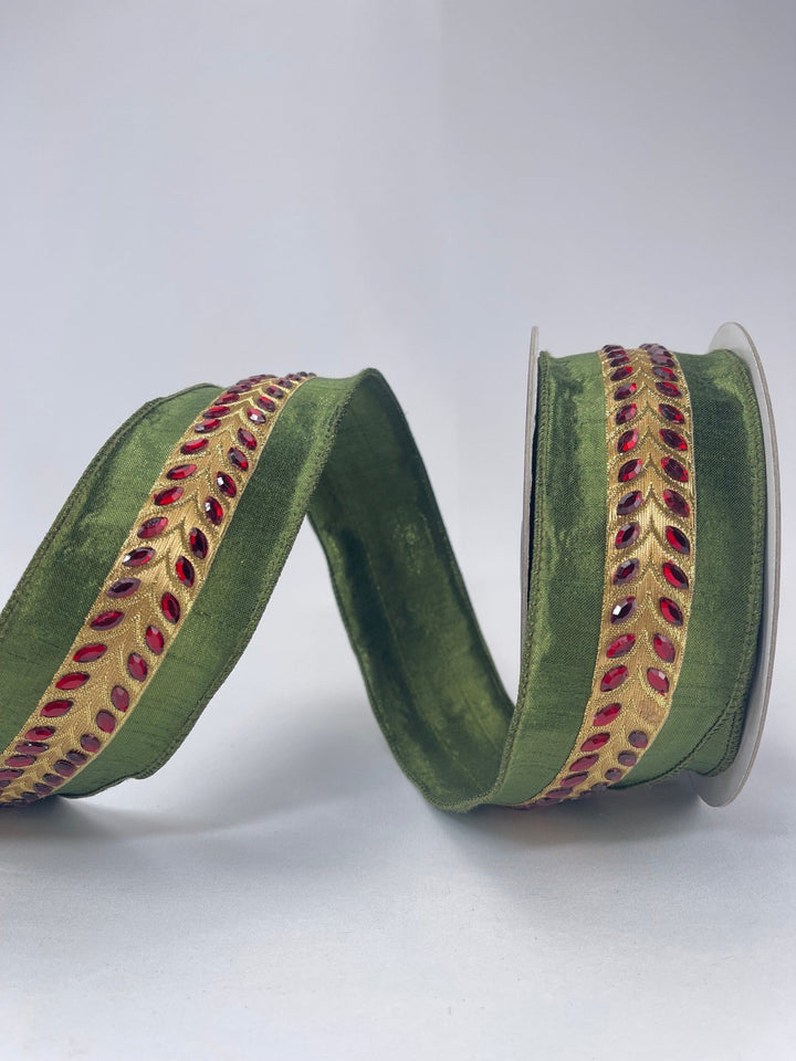 Farrisilk chevron jewel wired ribbon - 2.5” - Greenery Marketwired ribbonRG584 - 47