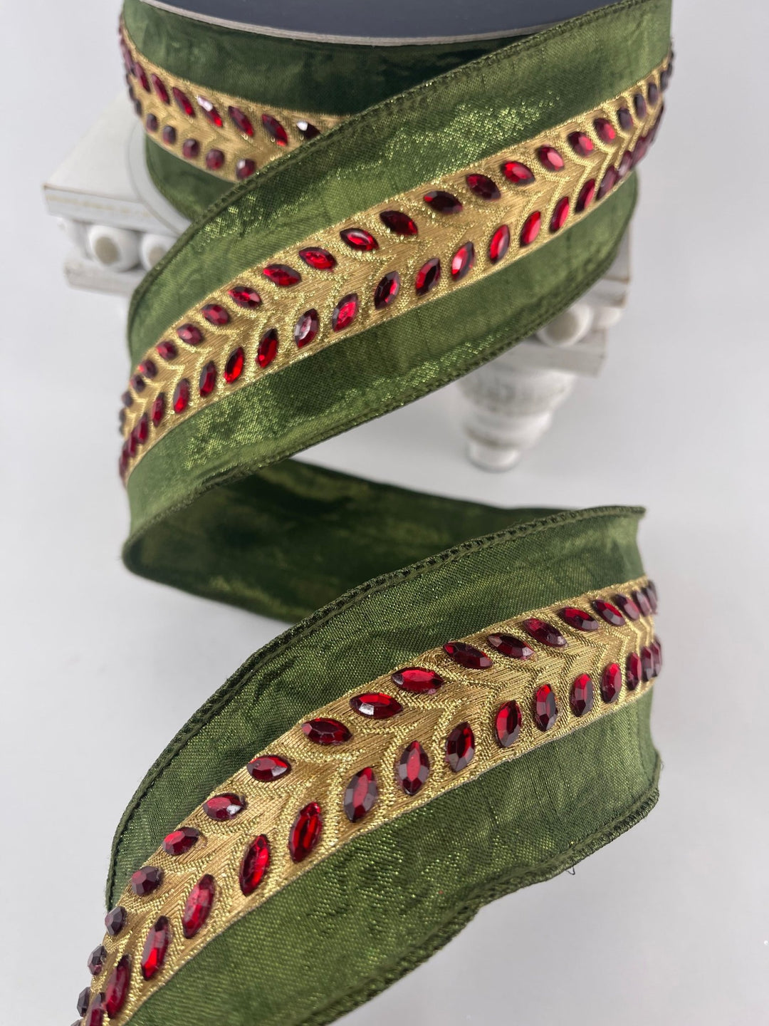 Farrisilk chevron jewel wired ribbon - 2.5” - Greenery Marketwired ribbonRG584 - 47