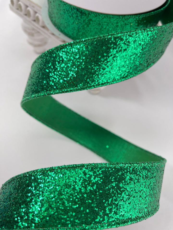 Farrisilk, Glitter magic, green, 1.5” wired ribbon - Greenery MarketRibbons & TrimRA261 - 55