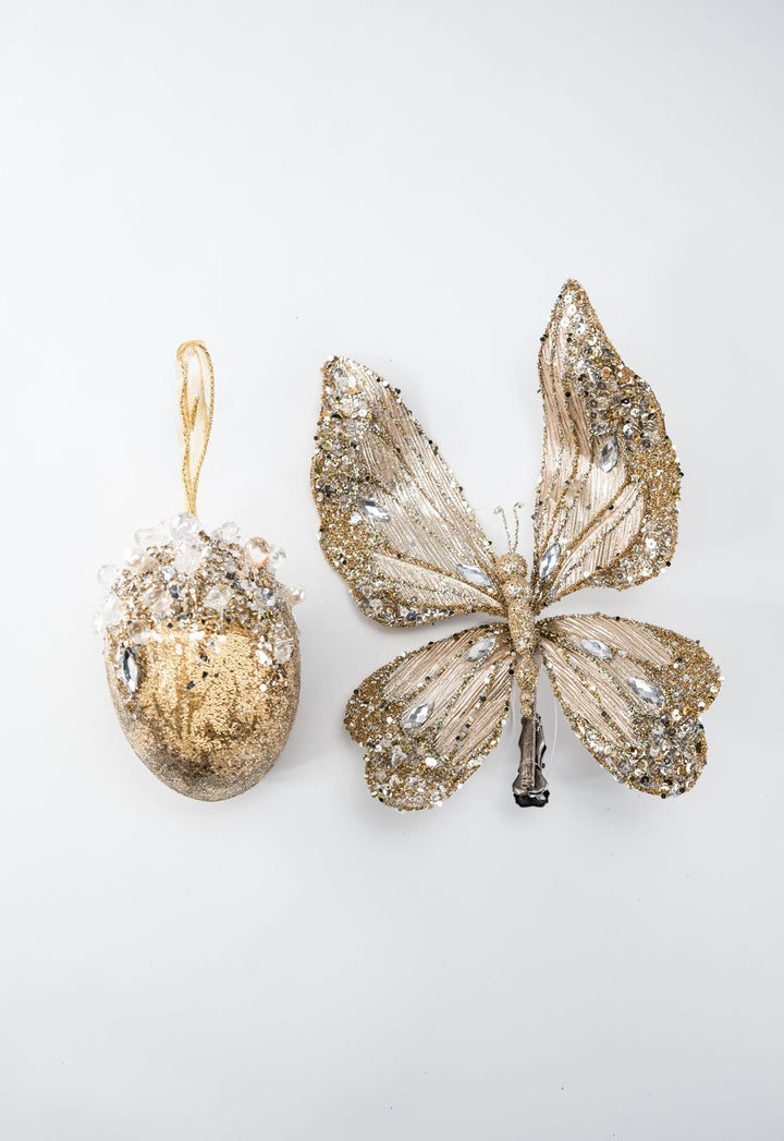 Farrisilk jeweled oval ornament - gold - Greenery MarketFW118 - 50