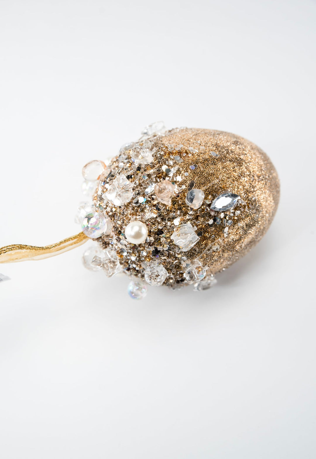 Farrisilk jeweled oval ornament - gold - Greenery MarketFW118 - 50