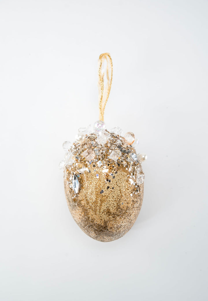 Farrisilk jeweled oval ornament - gold - Greenery MarketFW118 - 50